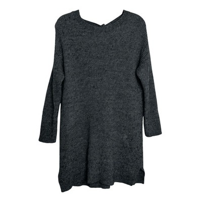 J Crew Tie Back Sweater Dress Ribbed Gray Wool Alpaca Size Medium Cozy Winter