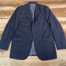 Ted Baker London Blazer Mens 42L 100 Wool Navy Blue Two Button Sport Coat