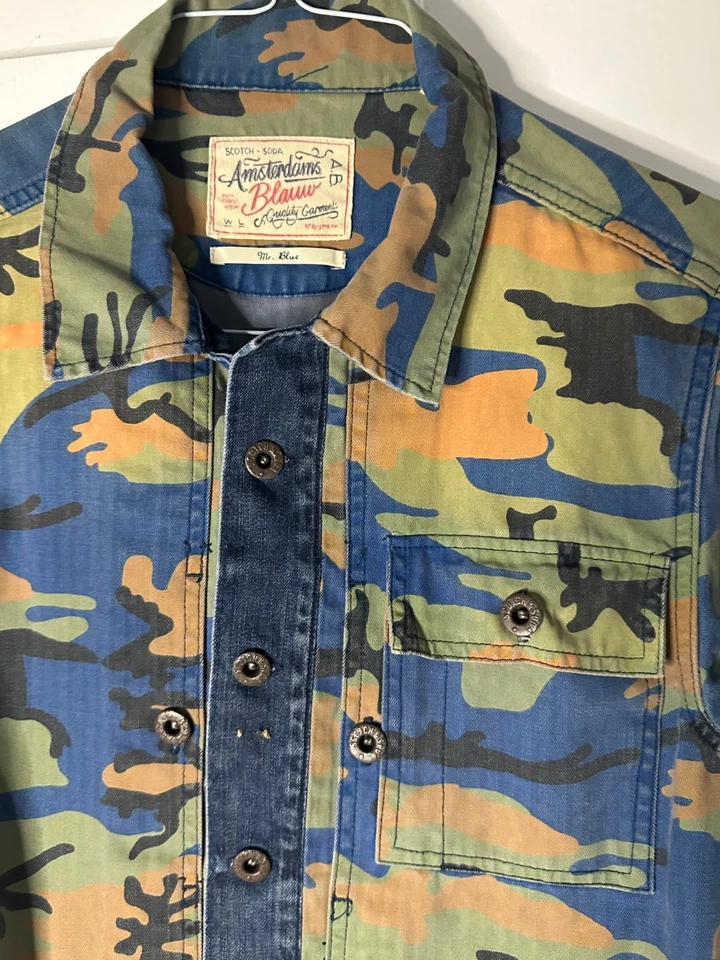 Chaqueta de mezclilla Scotch & Soda para hombre Mr. azul camuflada talla L precio $195,00 nueva sin etiquetas Foto 4 de 4