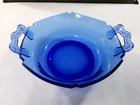 L. E. Smith Cobalt Blue Mt. Pleasant 2 Handled Bowl - Band - 6" Depression Era