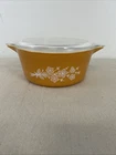 Pyrex Vintage Butterfly Gold 475-B 2 1/2 Quart Round Cinderella Casserole w/ Lid