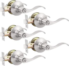 Brushed Nickel Door Handle Interior Door Levers Privacy for Bedroom BathroomDoor