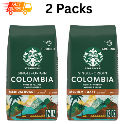 Starbucks Single-Origin Colombia, Ground Coffee, Medium Roast 12 oz - 2 Packs