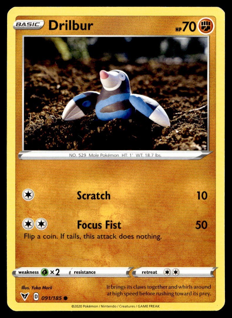 Drilbur 91/185 Pokemon Card Vivid Voltage Common 70 HP Lightly Played C7