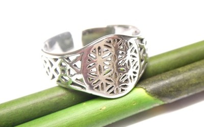 Silberring Bandring offen Motiv  Blume des Lebens   Sterlingsilber