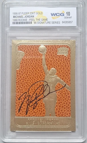 Michael Jordan Autographed 23KT Gold Fleer Rookie Card Gold Border 1997-00 Bulls