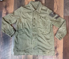 Free People Embellished Green Military Utilitarian Shirt Jacket Eagle Size L
