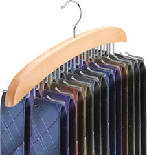 Tie Rack Hanger for Closet,360 Degree Rotating Tie Holder Organizer with 24 Fold
