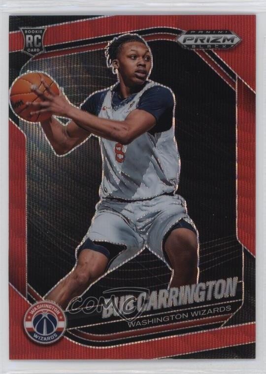 2024-25 Panini Prizm Black Ruby Wave Prizm Bub Carrington #92 Rookie RC s3g