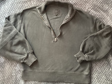 Aerie 1/4 Zip Pullover Sweatshirt Gray Women s XS Cotton Blend Long Sleeve