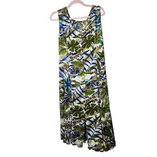 Dressbarn Womens Size 12 Tropical Leopard Print Maxi Dress Sleeveless