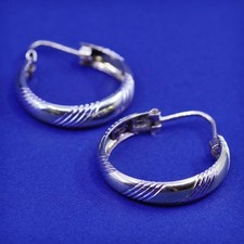 1  , Italy vermeil gold over Sterling 925 silver textured hoop earrings, huggie