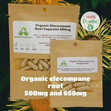 Organic Elecampane Root Inula helenium 500mg and 650mg vegetarian capsules,