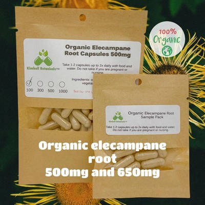 Organic Elecampane Root (Inula helenium) 500mg and 650mg vegetarian capsules,