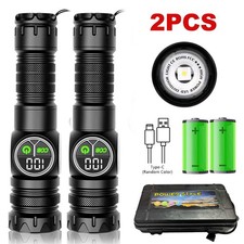2x Laser White Lep Flashlight Torch Cob Yellow Red Light Zoom Usb Charging Lamp