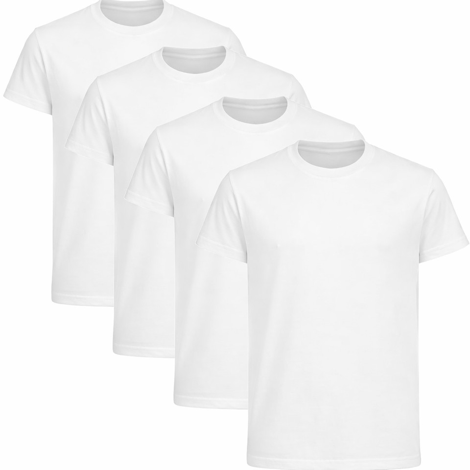 Paquete de 4 camisetas lisas PE para niños niños niños niñas deportes escolares cuello redondo edades 2-14 años
