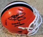JOHNNY MANZIEL SIGNED AUTOGRAPHED BROWNS MINI HELMET WITH INSCRIPTION BECKETT
