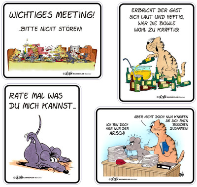 4 Blechschilder Uli Stein als Set Arsch Meeting erbricht der Gast rate mal ...