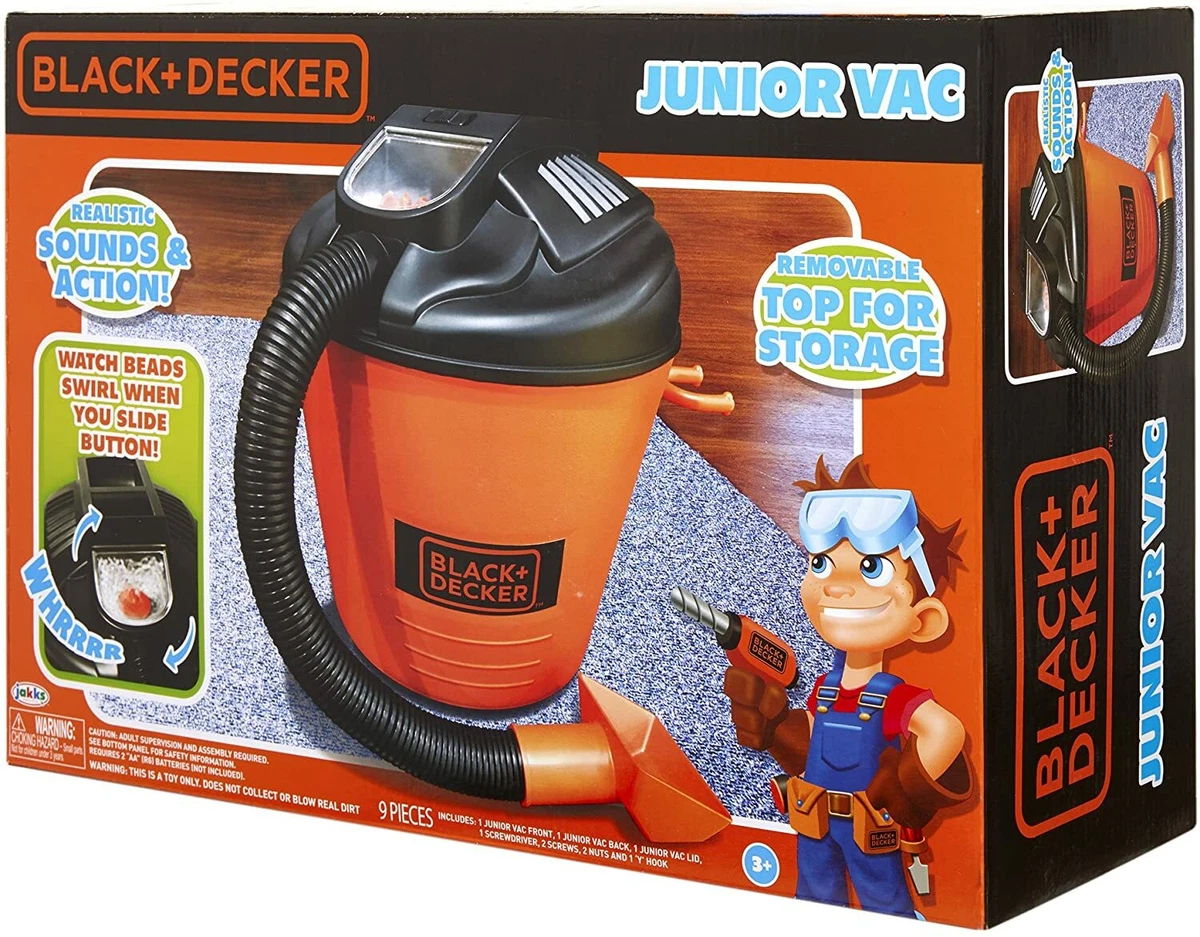 BLACK + DECKER JUNIOR SHOP VAC VACCUUM TOY REALISTIC SOUNDS & ACTION MISB  2017