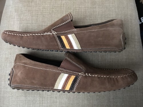 Tod's Suede Leather Drivers Size 7.5 (US) Brown With Side Stripes - Picture 4 of 7