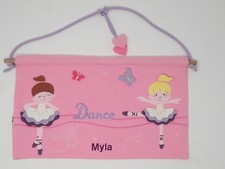 Personalized Embroidered Girls LARGE DANCE Wall Hanging Pink BALLERINA GIFT