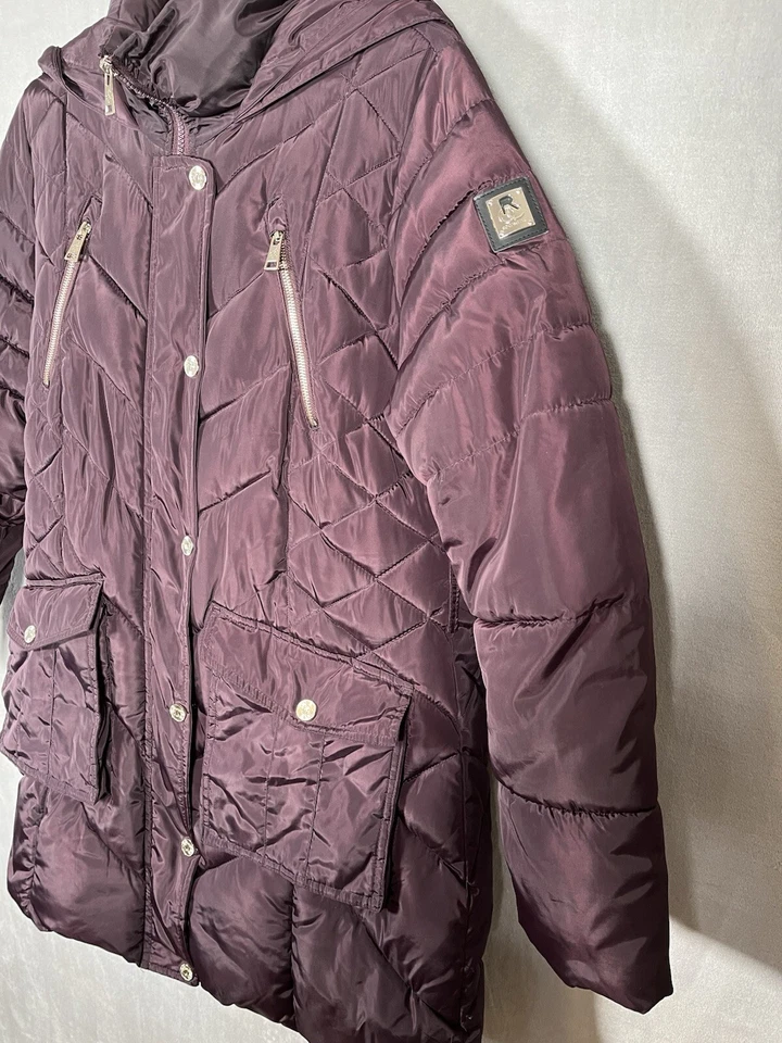 Jaqueta Rocawear Feminina Média Ameixa Roxa Inverno Quente Comprimento Longo - Imagem 4 de 4