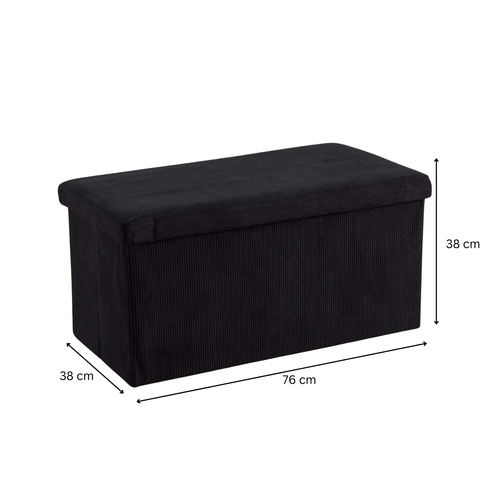 Otomana de almacenamiento tela de pana negra grande plegable muebles sólidos que ahorran espacio - Imagen 7 de 7