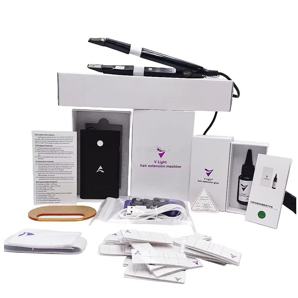Kit de Extensiones de Cabello V Light Set V Light Pegamento *Máquina de Extensión de Cabello de Luz 2 V