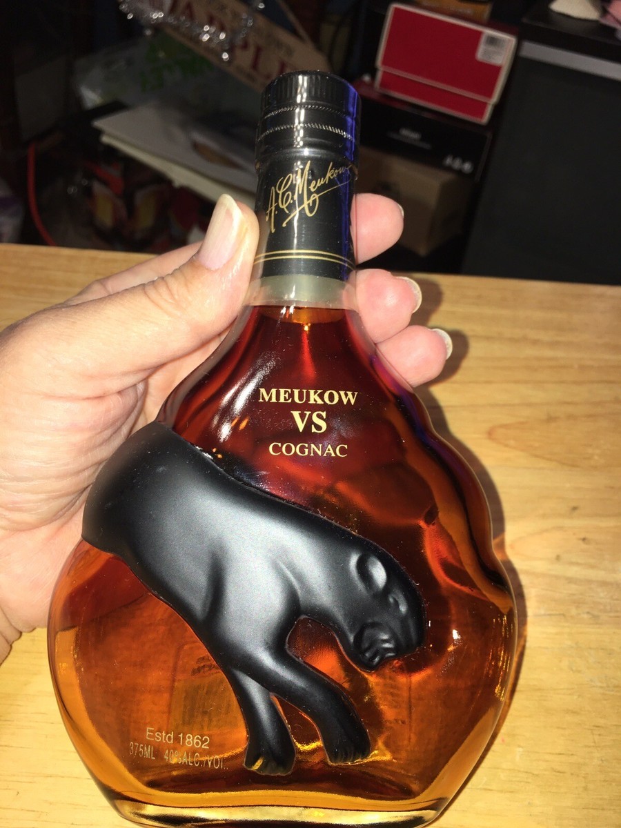 SUPER RARE Meukow VS Cognac Bottle Black Panther Tinted Brown