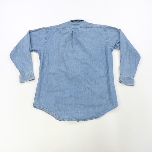 Rare VTG POLO RALPH LAUREN Spell Out Crown Pocket Denim Jean Shirt 90s Youth XL - Picture 4 of 8