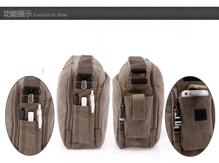 Hot Vintage Military Men Canvas Crossbody Bag Casual Satchel Shoulder Bags - Image 2 of 4