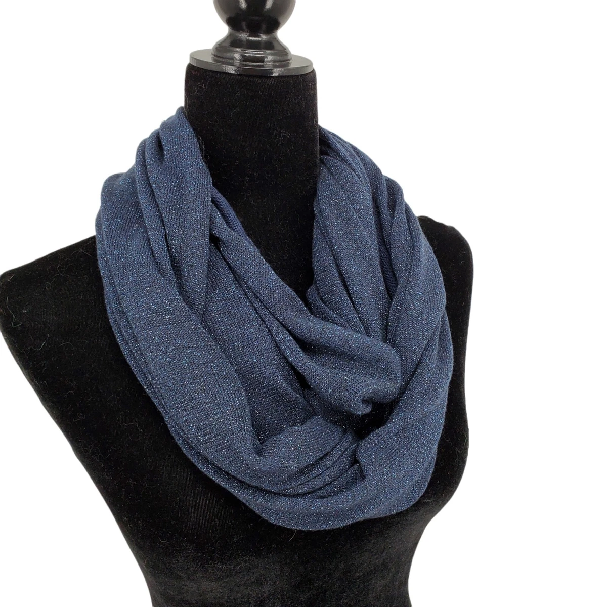 Womens Infinity Scarf Lightweight Knit Navy Blue Glitter Dressy eBay