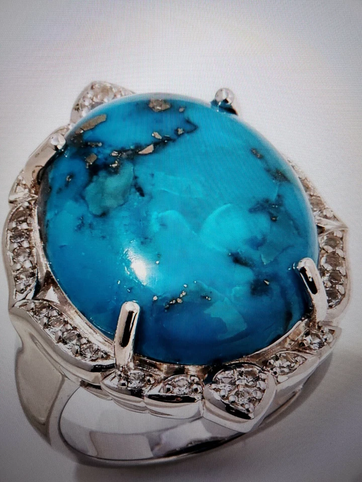 Colleen Lopez Kingman Turquoise & Topaz  Silver 925 Ring Size 7 HSN NWOT - Image 2 of 4
