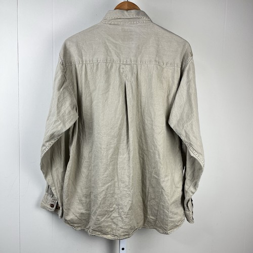 Vintage Bimini Bay Outfitters Button Down Shirt Mens Medium Tan Long sleeve FLAW - Picture 6 of 7