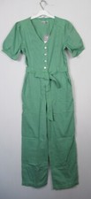 Oliver Bonas Womens Green Seam detail  Denim Puff Sleeve Jumpsuit Size 6 - 18