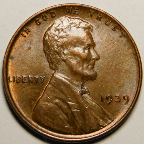 1939 P Lincoln Wheat Cent Penny AU  Actual Coin Pictured