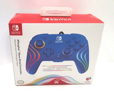 Official NINTENDO Switch PDP Afterglow Wave Wired RGB Lighting Controller - Blue