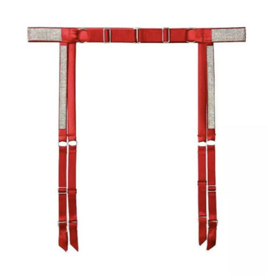 Victoria's Secret Shine Strap Rhinestone Garter Belt Sz M / L Red