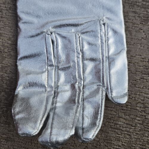 Vintage Silver Opera Length Gloves Metallic 15" 1960s New In Package NOS - Picture 5 of 14
