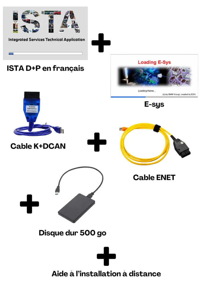 Valise Diag ISTA D+P (français) + Disque dur 500go + cable K+DCAN + cable ENET - Photo 1/1
