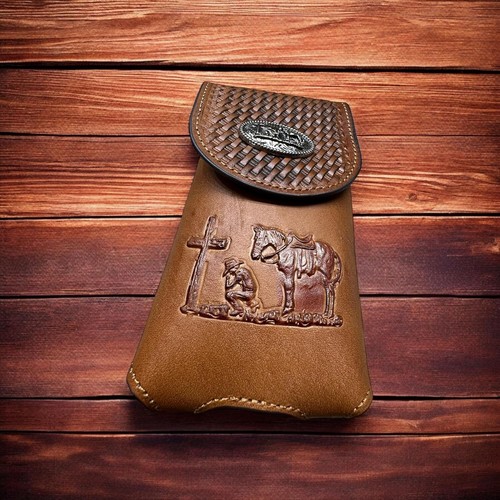 7" COWBOYS PRAYER WESTERN POUCH BELT LOOP HOLSTER CELL PHONE CASE UNIVERSAL SIZE - Picture 5 of 22
