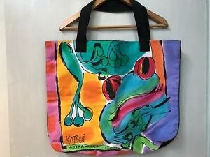 Katsui Studio Australia Large Canvas Tote Bag Tree Frogs Colorful RARE | eBay