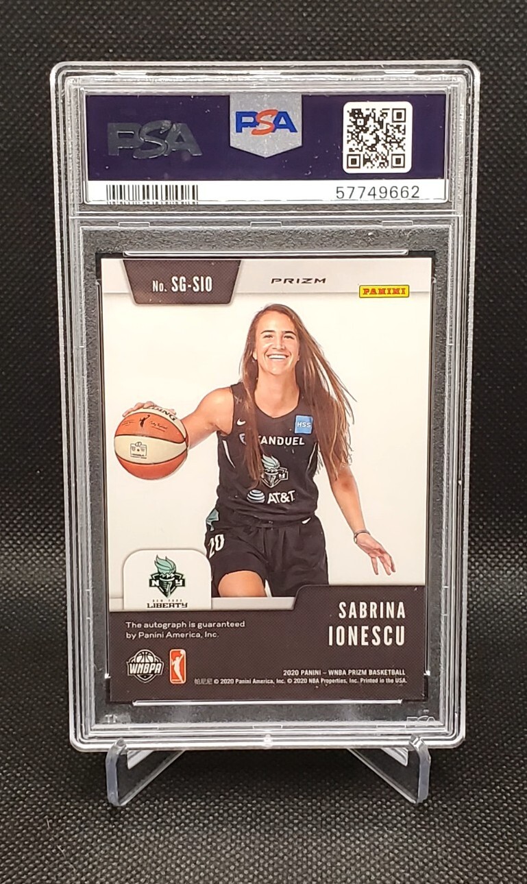 2020 Panini Prizm WNBA Signatures Sabrina Ionescu Silver Auto PSA 9 Mint #SG-SIO view 2