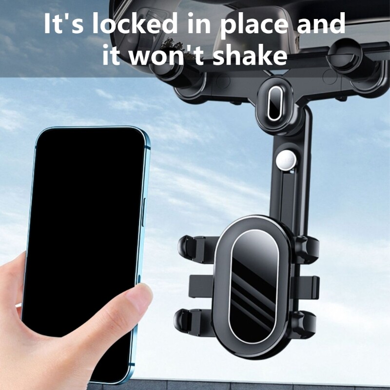 Car Phone Holder for 4-7 Inch Phones - Adjustable Rearview Mount Stand-image