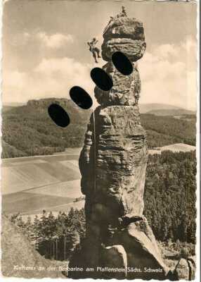 Saxon Switzerland Postcard Climber Mountaineer Barbarine Pfaffenstein Photo around 1980