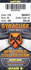 2014 SYRACUSE ORANGE VS MARYLAND TERRIPINS TICKET STUB 9/20 COLLEGE FOOTBALL 