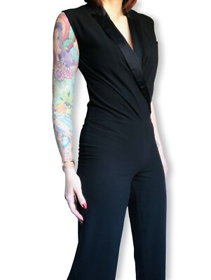 Vintage Y2K BETSEY JOHNSON Boss Babe Black Tuxedo Jumpsuit Size Small  Medium