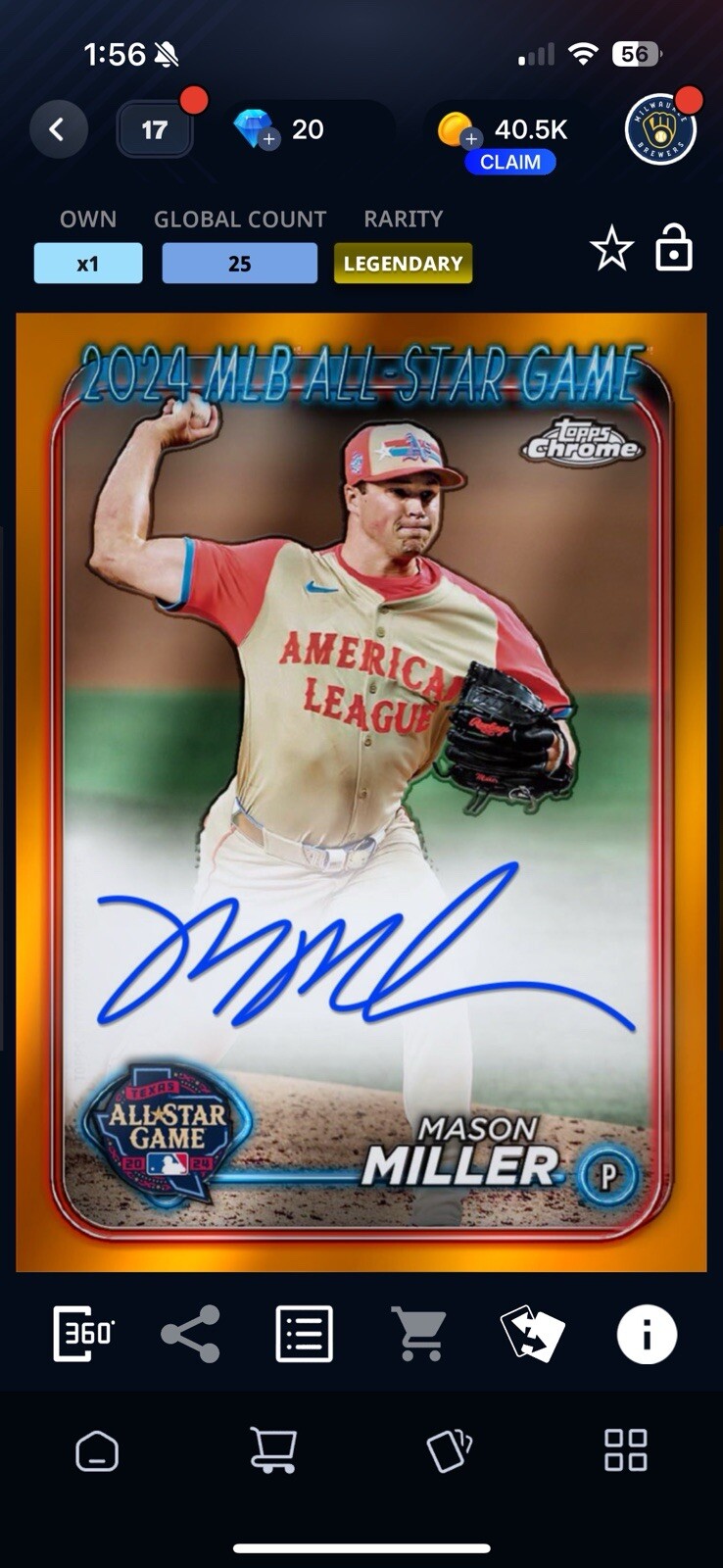 Topps Bunt Mason Miller Legendary /25 Topps Chrome update (DIGITAL)