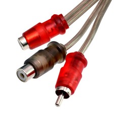 3 Audio RCA Interconnect Y Cable Patch 1 Male to 2 Female Plug OFC Spiral Braid
