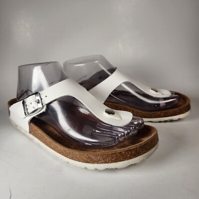 BIOSTEP Women's Thong Sandal Eggshell Leather Slip On Made In Spain  Shoes